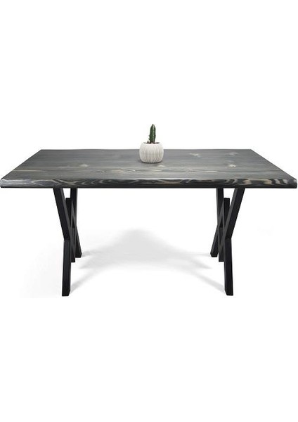 Doğal Ağaç Masif Kütük Masa Yemek Masası (Metal Ayak) 60CM x 90CM
