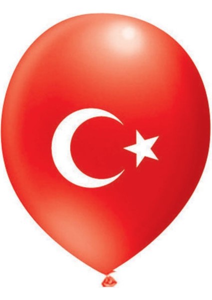 Türk Bayrağı Baskılı Latex Balon - 12 Inç - 100 Adet