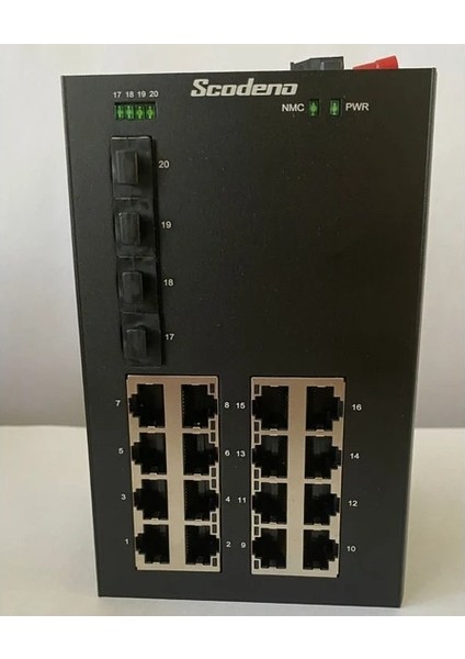 Scodone 16 Port Bakır 16*10/100/1000 4*10G Port Fiber Girişli 20 Port Endüstriyel Yönetilebilir Poe Switch