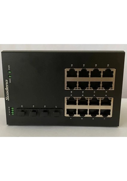 Scodone 16 Port Bakır 16*10/100/1000 4*10G Port Fiber Girişli 20 Port Endüstriyel Yönetilebilir Poe Switch