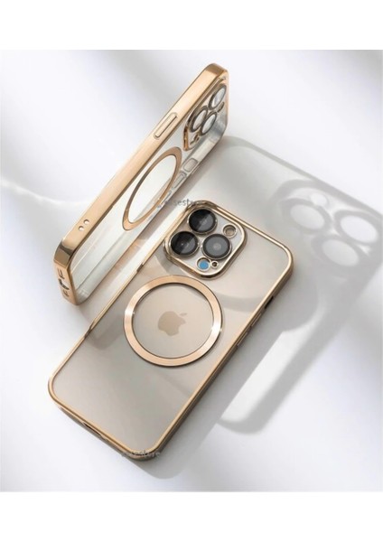 Iphone 12 Pro Max Kılıf Kamera Lens Çıkıntı Koruma Kenarı Parlak Magsafe Magnetik Şeffaf