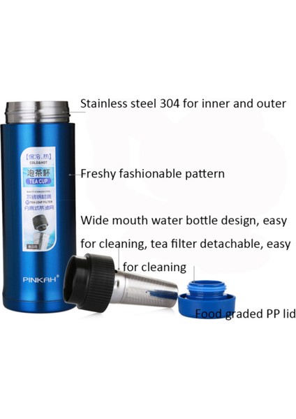 500 ml 2 Katmanlı 304 Paslanmaz Çelik Termos (Yurt Dışından) fırsatları