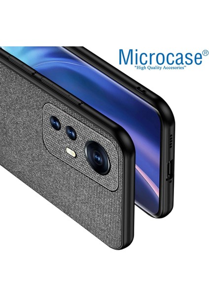 Xiaomi Mi 12 Lite Fabrik Kumaş ve Deri Desen Kılıf - Gri fiyatları