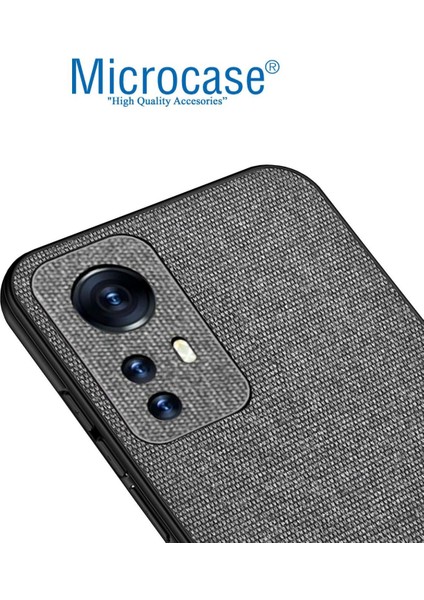 Xiaomi Mi 12 Lite Fabrik Kumaş ve Deri Desen Kılıf - Gri modelleri