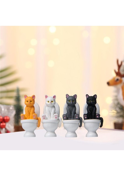 14X Mini Dollhouse Peri Bahçesi Oturan Tuvalet Kedileri Bonsai Heykelcik Dekor(Yurt Dışından)