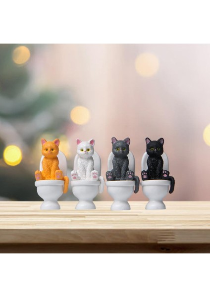 14X Mini Dollhouse Peri Bahçesi Oturan Tuvalet Kedileri Bonsai Heykelcik Dekor(Yurt Dışından)
