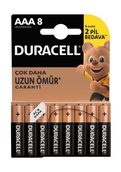 AAA İnce Kalem Pil 8'li