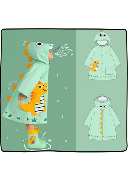 Goodtool Çocuk Karikatür Dinozor Çantalı Kapşonlu Yağmurluk Seti - Açık Yeşil (Yurt Dışından) modelleri