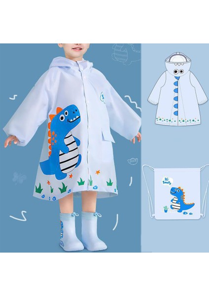 Goodtool Çocuk Karikatür Dinozor Çantalı Kapşonlu Yağmurluk Seti - Mavi (Yurt Dışından) fiyatları