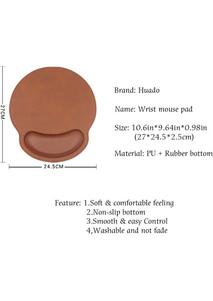 Pu Ergonomik Bilek Desteği Su Geçirmez Yüzey Deri Mouse Pad - Kahverengi (Yurt Dışından) fiyatları