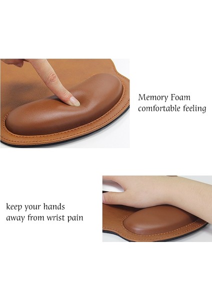 Pu Ergonomik Bilek Desteği Su Geçirmez Yüzey Deri Mouse Pad - Kahverengi (Yurt Dışından) modelleri