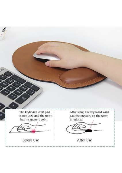 Pu Ergonomik Bilek Desteği Su Geçirmez Yüzey Deri Mouse Pad - Kahverengi (Yurt Dışından) fırsatları