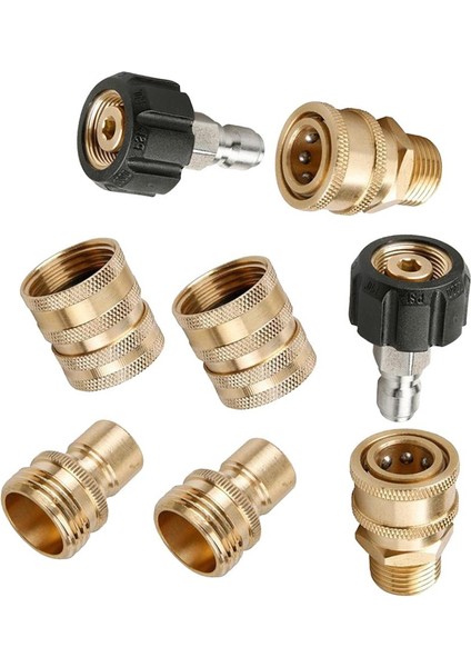 8 Adet Pirinç Evrensel Basınçlı Yıkama Adaptörü Set Bahçe Hortumu Hızlı Adaptör