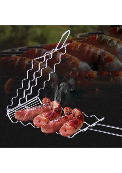 6 Sosisli Sandviç Için Barbekü Sosis Izgara Sepet Rafı, Tutamaklı Paslanmaz Çelik(Yurt Dışından) modelleri