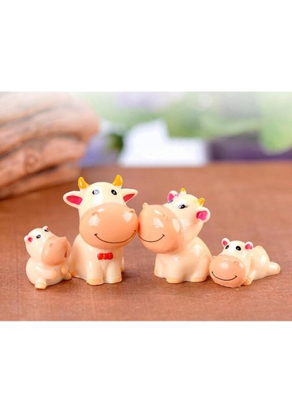 4 Adet Minyatür Bebek Evi Inekler Aile Dekorasyon Figürü Ahşap Diy Kit Oyuncaklar fiyatları