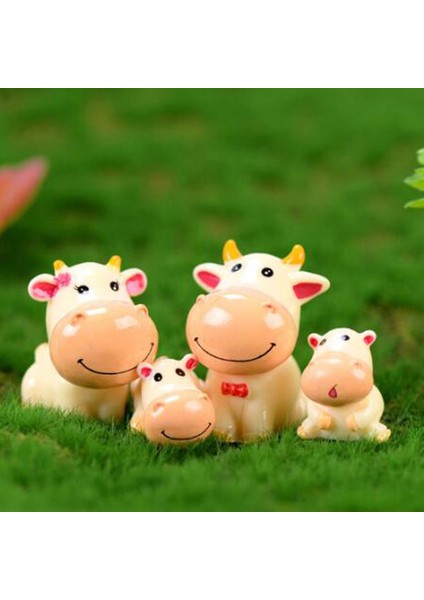 4 Adet Minyatür Bebek Evi Inekler Aile Dekorasyon Figürü Ahşap Diy Kit Oyuncaklar indirimleri