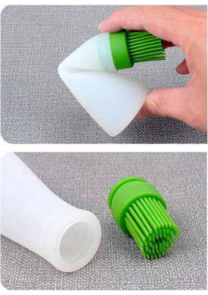 Isıya Dayanıklı Izgara Yağ Şişesi Fırçası Silikon Barbekü Basting Fırçaları Yeşil fiyatları