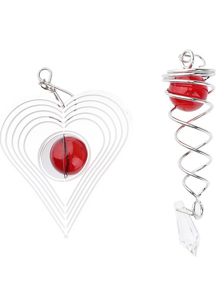 Paslanmaz Çelik Spiral Kuyruk Dekoratif Rüzgar Spinner Açık Dekor Kırmızı Kalp