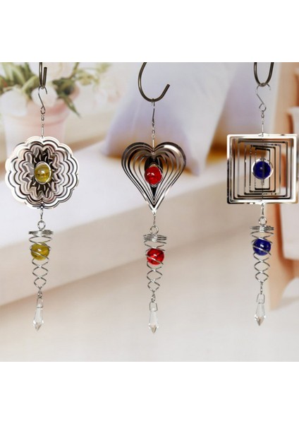 Paslanmaz Çelik Spiral Kuyruk Dekoratif Rüzgar Spinner Açık Dekor Kırmızı Kalp fiyatları
