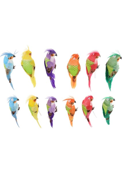 12 Adet Canlı Papağan Süsü Taklit Hayvanlar Açık Ağaç Dekoratif Kuş fiyatları