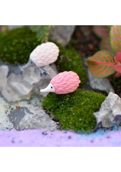 4 Adet Mikro Peyzaj Mini Reçine Bonsai Diy Bahçe Dekor Renkli Kirpi(Yurt Dışından)