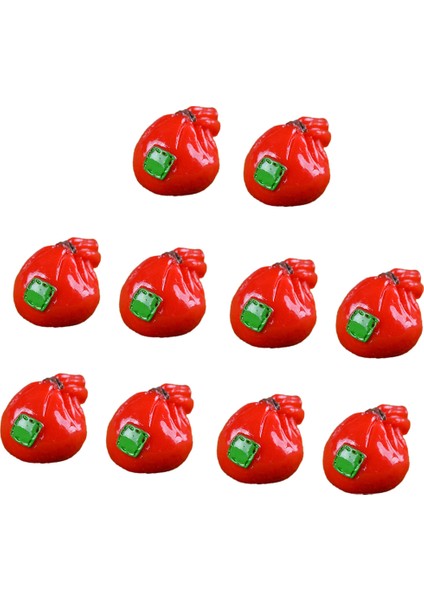 10 Adet Reçine Minyatür Noel Kırmızı Çanta Peri Bahçe Kiti Teraryum Dekor