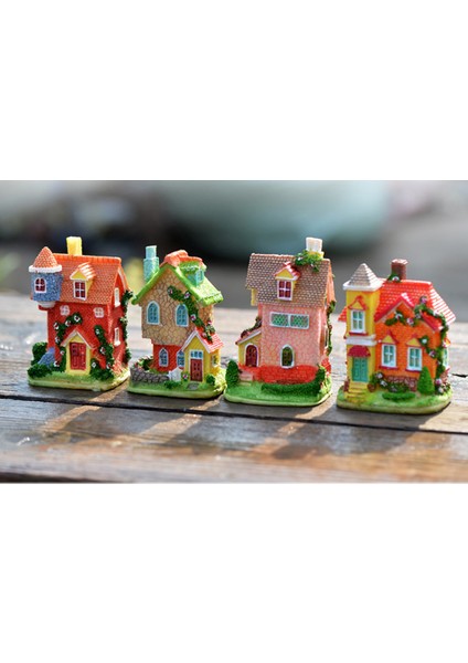 1 Adet Mini Reçine Villa Heykeli Diy Moss Mikro Peyzaj Dekorasyon Bahçesi (Ramdon fiyatları