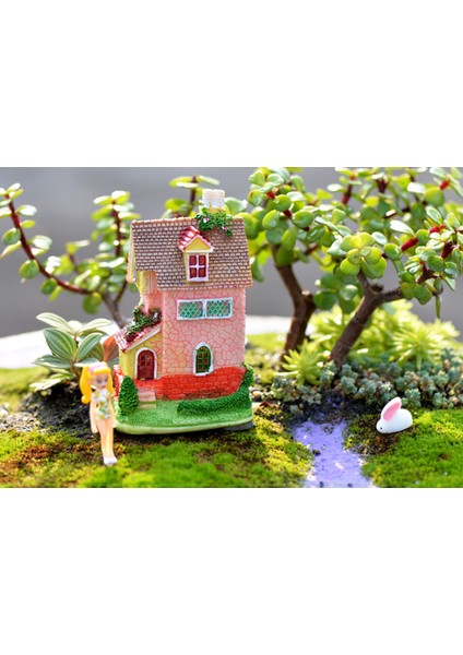 1 Adet Mini Reçine Villa Heykeli Diy Moss Mikro Peyzaj Dekorasyon Bahçesi (Ramdon modelleri