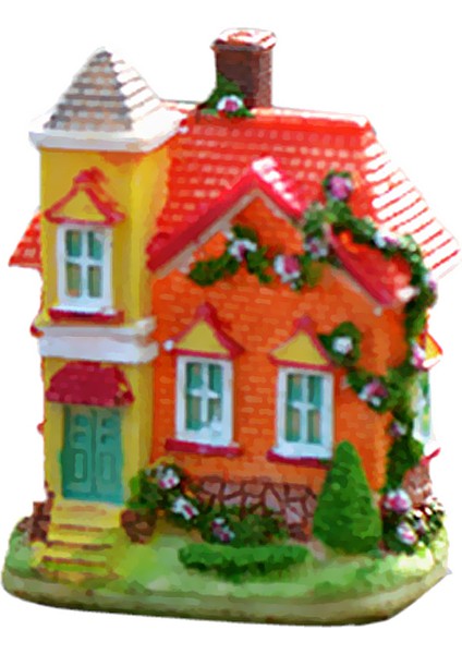 1 Adet Mini Reçine Villa Heykeli Diy Moss Mikro Peyzaj Dekorasyon Bahçesi (Ramdon fırsatları