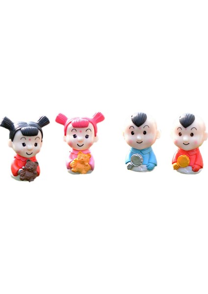 4 Adet Mikro Peyzaj Mini Reçine Bonsai Peri Bahçe Dekor Karikatür Çocuklar