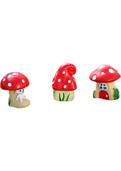 3pcs Minyatür Karikatür Mantar Dollhouse Bonsai Peri Peyzaj Dekor