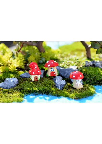 3pcs Minyatür Karikatür Mantar Dollhouse Bonsai Peri Peyzaj Dekor fiyatları