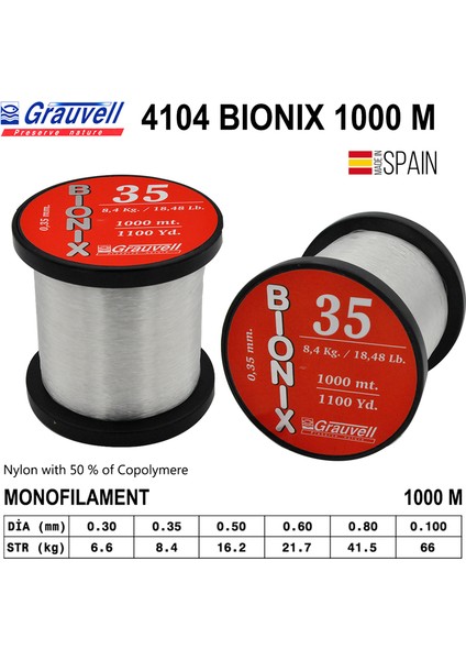 Bionix 1000M Monofilament Misina 0,30