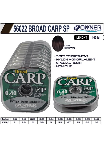 56022 mm Broad Carp Sp 100M Brown Misina 0,30