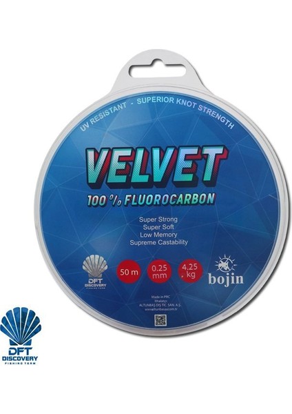 Bojin Velvet Fluorocarbon 50 M 0.25 mm Misina