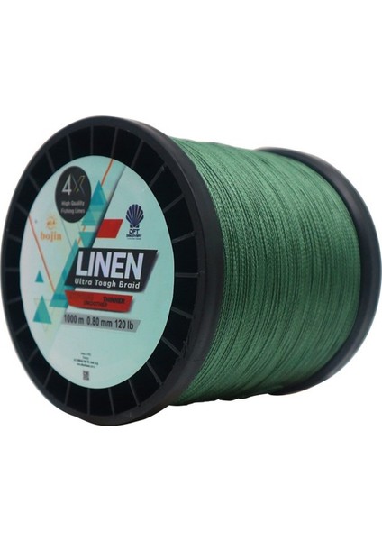 Bojin 4x Linen Ip Misina 0.80 mm 1000M Yeşil
