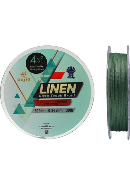 Bojin 4x Linen Ip Misina 0.26 mm 300 M Yeşil