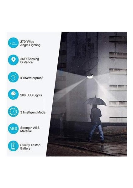 Güneş Duvar Işığı 206 Led Insan Vücudu Algılama Duvarı (Yurt Dışından)