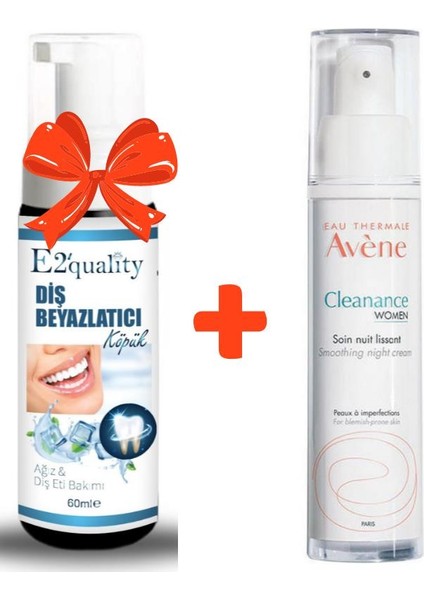 Avene E2'Quality Diş Köpük + Avene Cleanance Woman Düzensiz Ciltler Için Gece Bakım Kremi 30 Ml