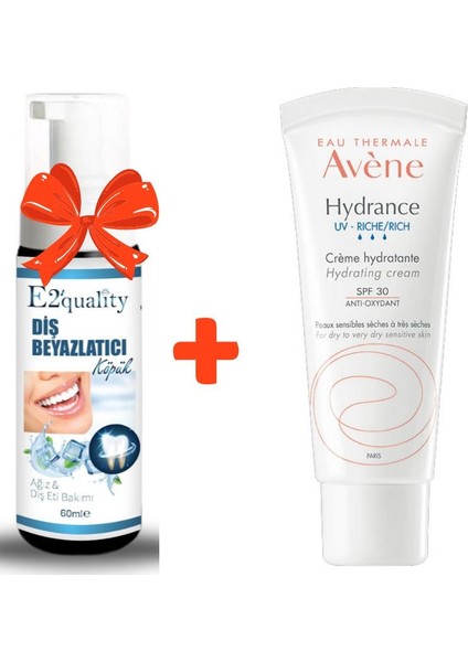 Avene E2'Quality Diş Beyazlatıcı Köpük + Avene Hydrance Uv-Rich Nemlendirici Krem Spf 30 40 Ml