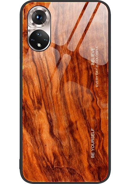 Honor 50 Için Ahşap Desenli Telefon Kılıfı - Açık Kahverengi (Yurt Dışından)