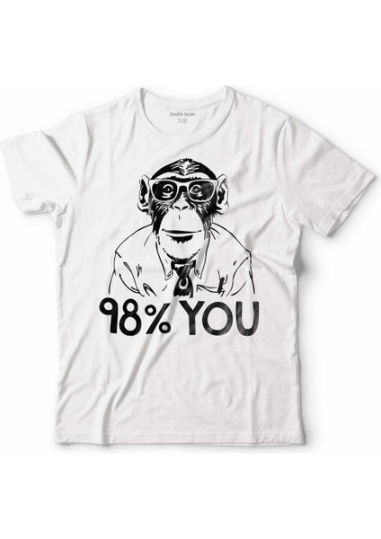 Insan Evrim Şempanze %98 Chımp Evolutıon Dna Çocuk Tişört Beyaz