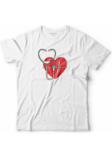 Kalp Doktoru Damar Cerrahisi Kardiyoloji Çocuk Tişört Beyaz