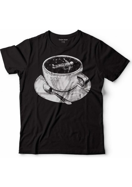 Kahve Içinde Astronot Uzay Nasa Coffee Çocuk Tişört Siyah