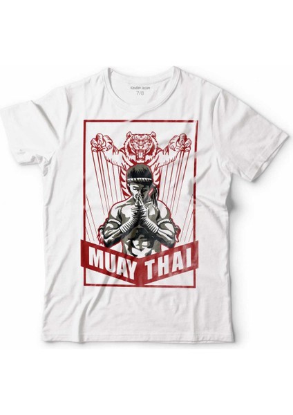 Muay Thai Tiger Muaythai Kick Boks Boxing Uzak Doğu Çocuk Tişört Beyaz
