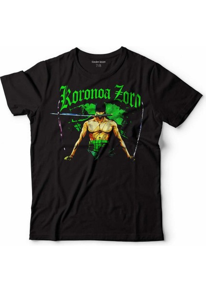 One Pıece Zoro Roronoa Logo Çocuk Tişört Siyah