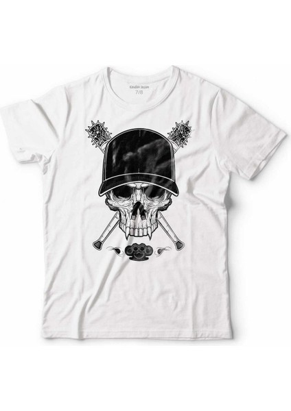 Skull Kuru Kafa Tası Beyzbol Haydar Sopa Çocuk Tişört Beyaz