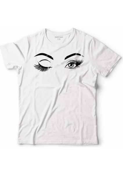 Eyelash Extensıon Göz Kaş Kirpik Eye Logo Çocuk Tişört Beyaz
