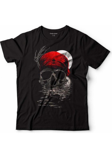 Kuru Kafa Iskelet Skull Band Flag Çocuk Tişört Siyah
