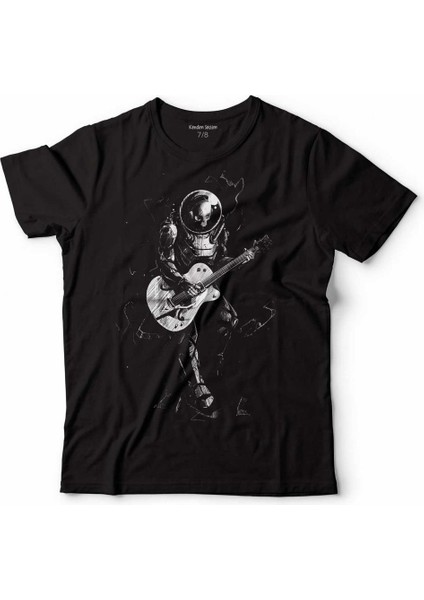 Astronot Gitar Nasa Müzik Musıc Uzay Cosmos Çocuk Tişört Siyah